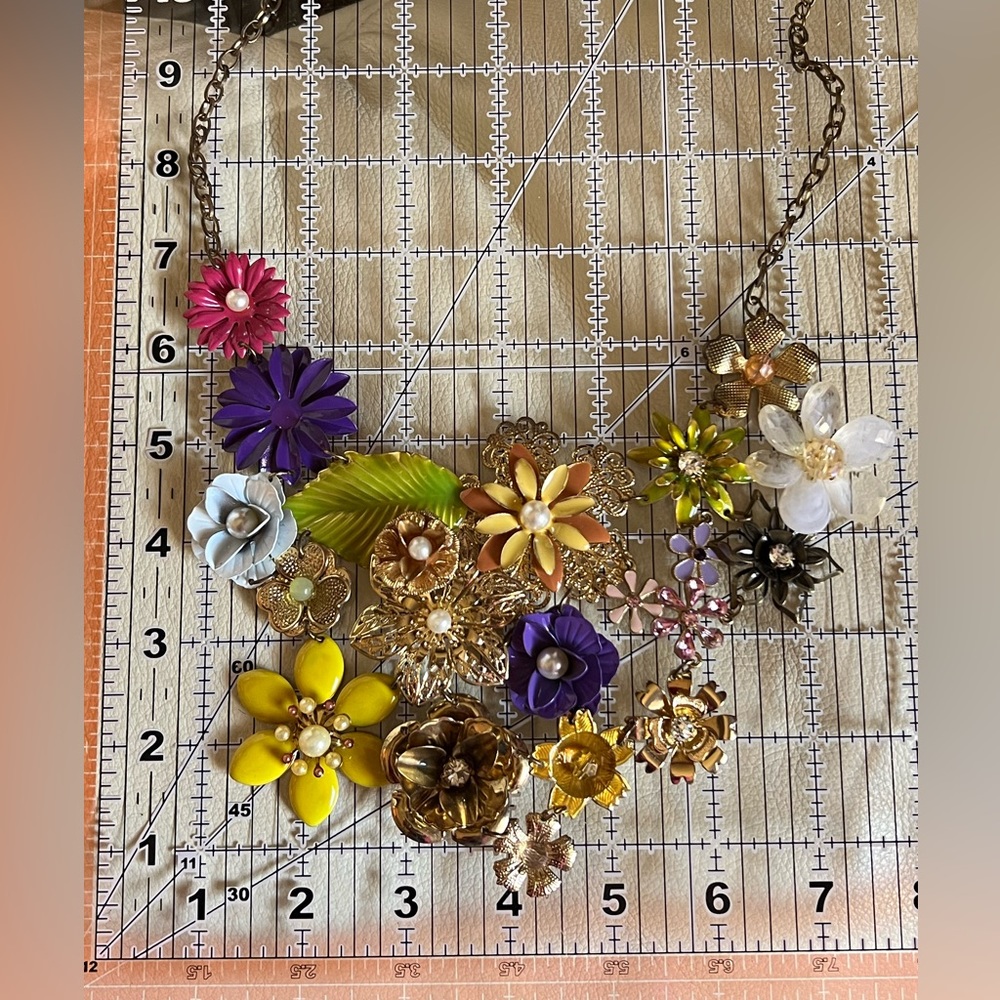 Multi Floral Statement Necklace - image 7